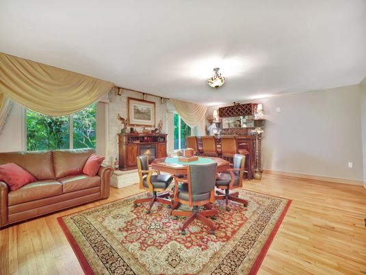 Dining room, Fireplace, Interior, Wood Texture Flooring