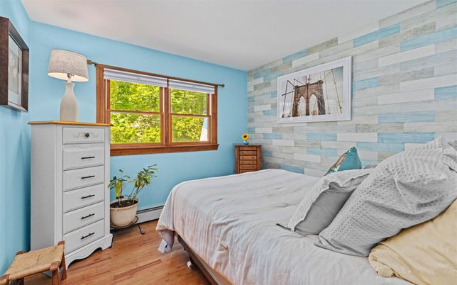 Bedroom, Interior, Stone Walls, Wood Texture Flooring