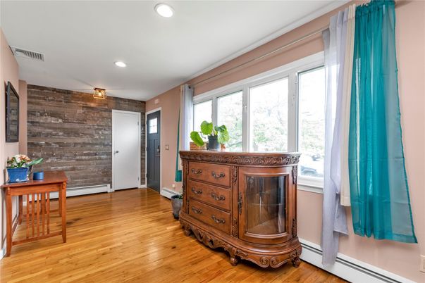 Interior, Recessed Lighting, Stone Walls, Wood Texture Flooring