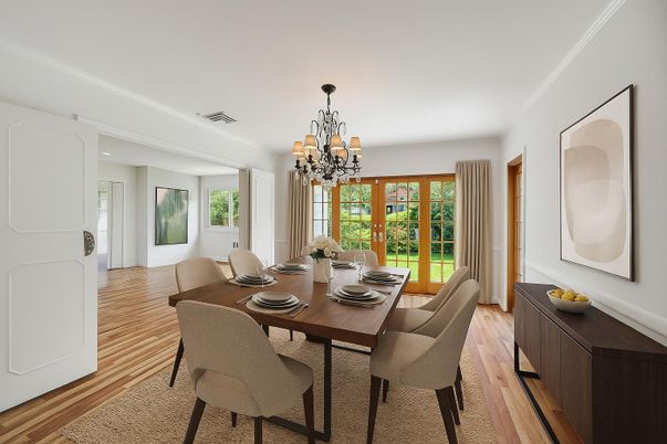 Chandelier, Dining room, Interior, Wood Texture Flooring