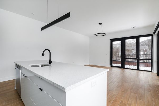 Interior, Kitchen, Pendant Lights, Recessed Lighting, Wood Texture Flooring