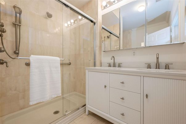 Bathroom, Dual Sink Vanities, Glass Shower, Interior