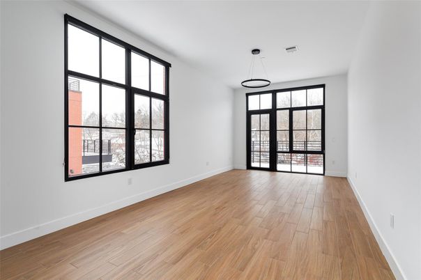 Empty room, Interior, Pendant Lights, Wood Texture Flooring