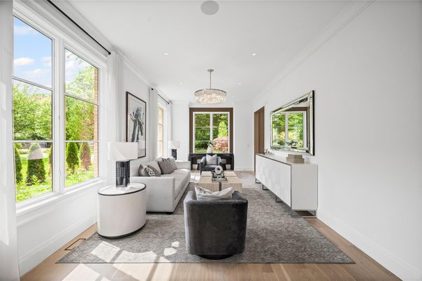 Chandelier, Interior, Living room, Recessed Lighting, Wood Texture Flooring