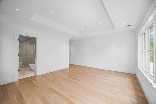 Bathroom, Empty room, Interior, Recessed Lighting, Wood Texture Flooring