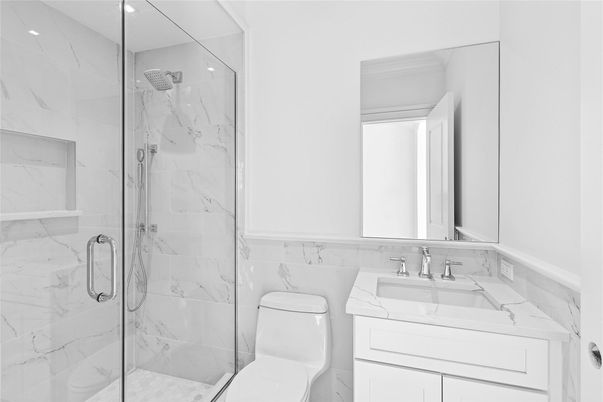 Bathroom, Glass Shower, Interior, Marble Walls