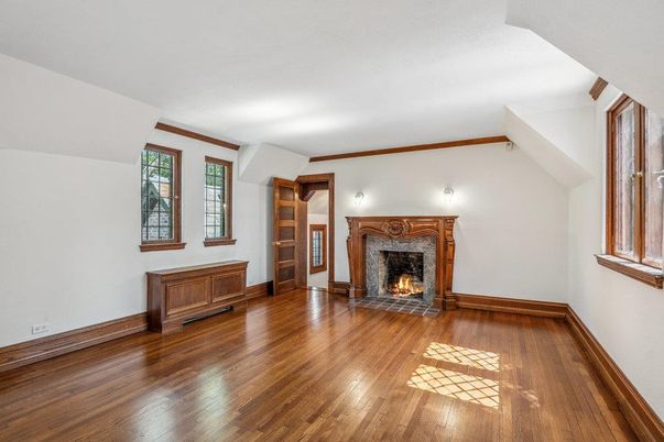 Empty room, Fireplace, Interior, Wood Texture Flooring