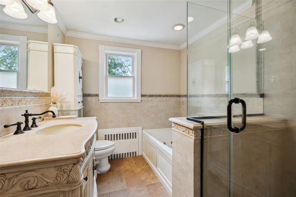 Bathroom, Glass Shower, Interior, Recessed Lighting