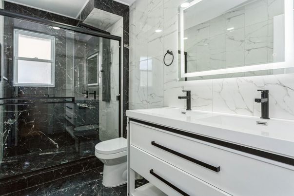 Bathroom, Glass Shower, Interior, Marble, Marble Walls