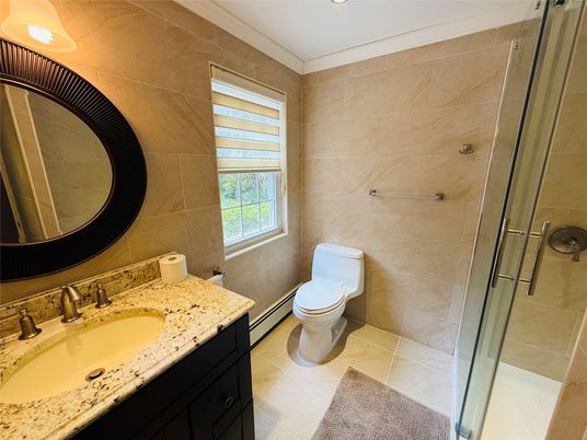 Bathroom, Glass Shower, Interior, Recessed Lighting