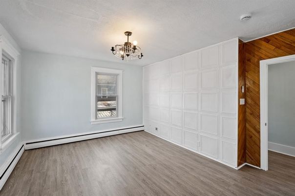 Chandelier, Empty room, Interior, Wood Texture Flooring, Wooden Walls