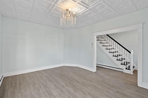 Chandelier, Empty room, Interior, Wood Texture Flooring