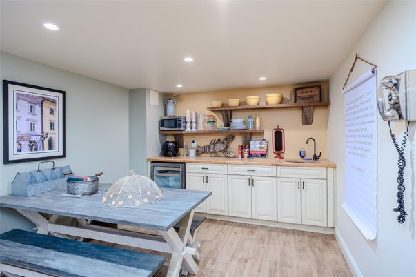 Dining room, Interior, Kitchen, Recessed Lighting, Wood Texture Flooring