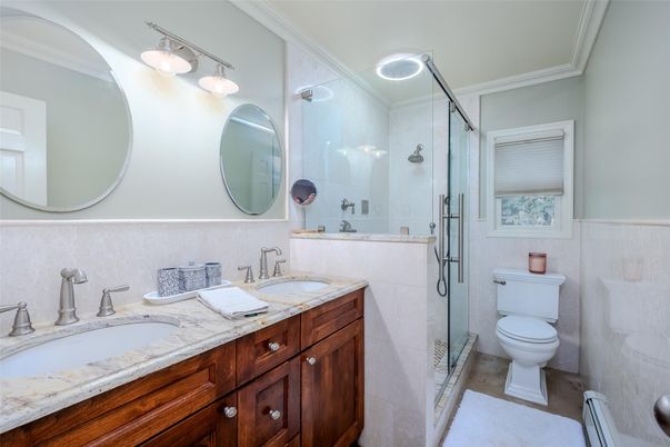 Bathroom, Dual Sink Vanities, Glass Shower, Interior