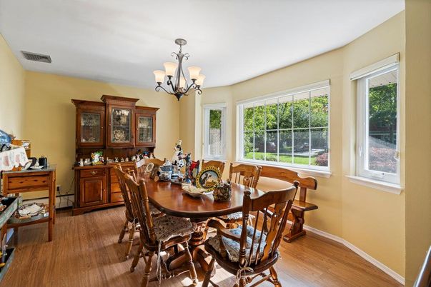 Chandelier, Dining room, Interior, Wood Texture Flooring