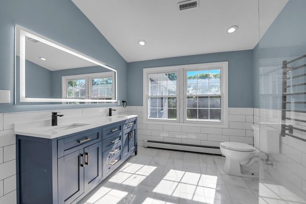 Bathroom, Dual Sink Vanities, Interior, Marble, Recessed Lighting