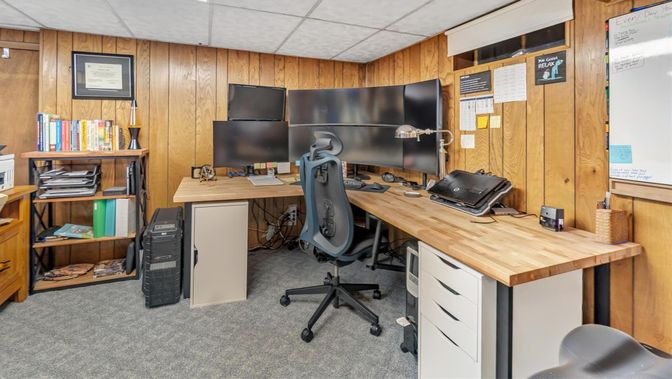 Home Office, Interior, Wooden Walls