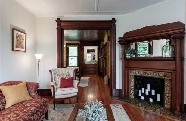 Fireplace, Interior, Wood Texture Flooring