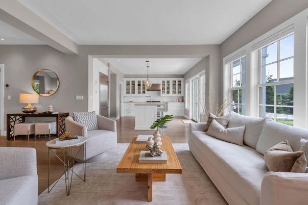 Interior, Kitchen, Living room, Pendant Lights, Recessed Lighting, Wood Texture Flooring