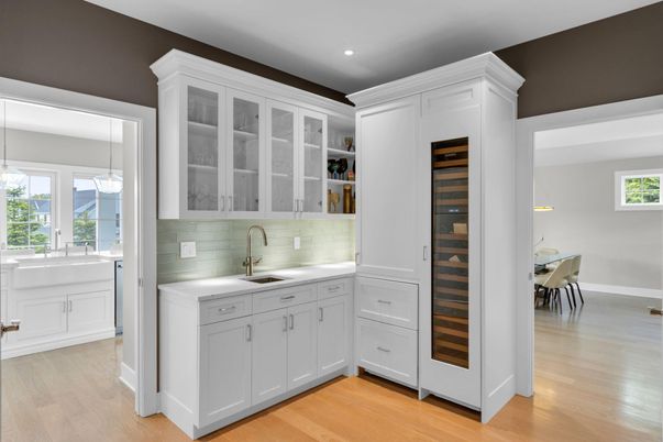 Dining room, Interior, Kitchen, Pendant Lights, Recessed Lighting, Wood Texture Flooring