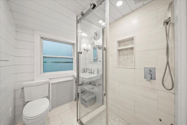 Bathroom, Glass Shower, Interior, Recessed Lighting, Water