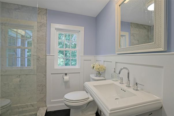Bathroom, Glass Shower, Interior, Marble Walls