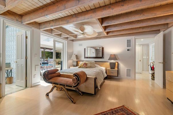 Bedroom, Interior, Recessed Lighting, Wooden Beams, Wooden Ceilings, Wood Texture Flooring