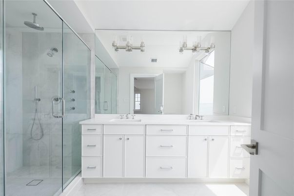 Bathroom, Dual Sink Vanities, Glass Shower, Interior