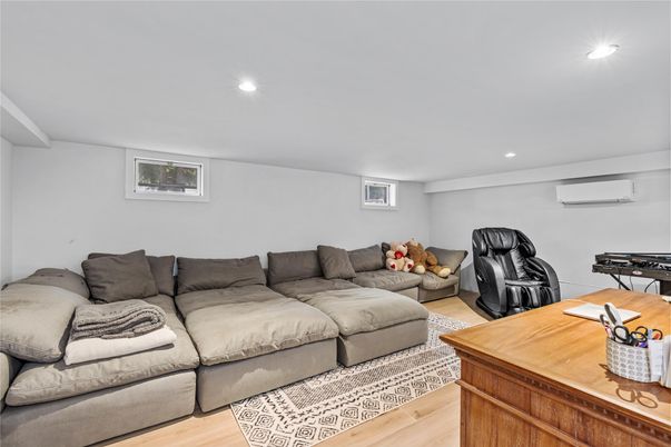 Home Office, Interior, Living room, Recessed Lighting, Wood Texture Flooring