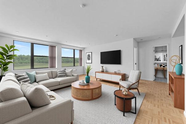 Interior, Living room, Recessed Lighting, Wood Texture Flooring