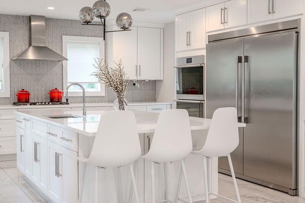 Interior, Kitchen, Marble, Recessed Lighting, Stainless Steel Appliances
