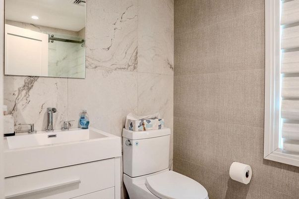 Bathroom, Interior, Marble Walls, Recessed Lighting
