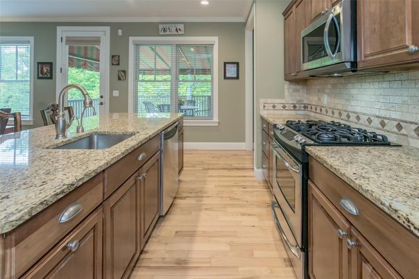 Interior, Kitchen, Recessed Lighting, Wood Texture Flooring