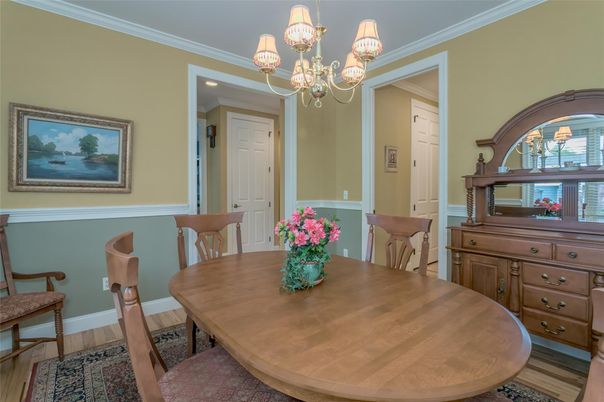 Chandelier, Dining room, Interior, Wood Texture Flooring