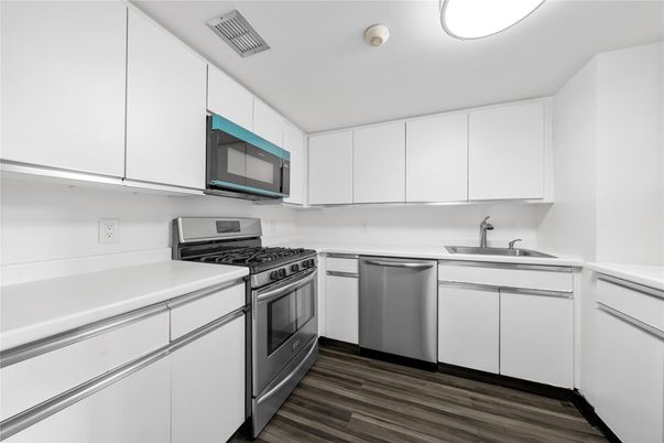 Interior, Kitchen, Stainless Steel Appliances, Wood Texture Flooring
