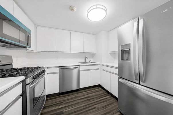 Interior, Kitchen, Stainless Steel Appliances, Wood Texture Flooring