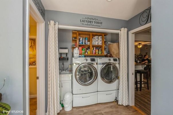 Interior, Recessed Lighting, Utility Closets, Washer, Wood Texture Flooring