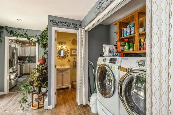 Interior, Recessed Lighting, Utility Closets, Washer, Wood Texture Flooring
