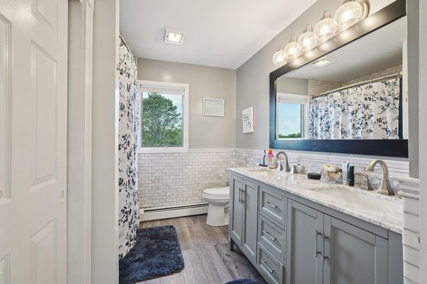 Bathroom, Dual Sink Vanities, Interior, Wood Texture Flooring