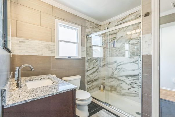 Bathroom, Glass Shower, Interior, Marble Walls