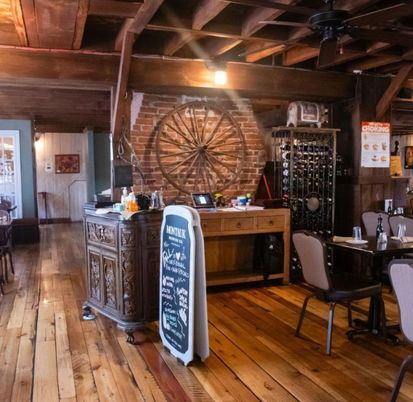 Home Office, Interior, Stone Walls, Wine Storage, Wooden Beams, Wood Texture Flooring