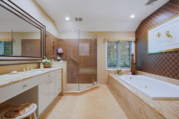 Bathroom, Glass Shower, Interior, Recessed Lighting