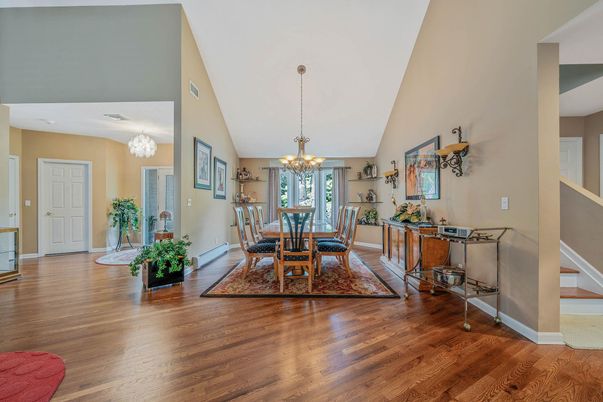 Chandelier, Dining room, Interior, Wood Texture Flooring