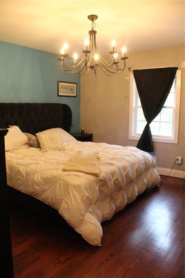 Bedroom, Chandelier, Interior, Wood Texture Flooring