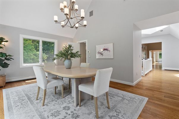 Chandelier, Dining room, Interior, Wood Texture Flooring