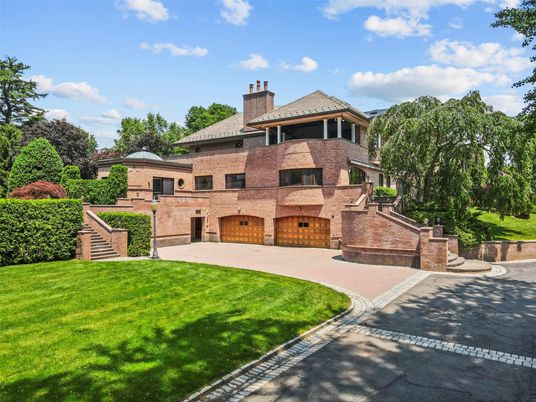 Attached, Backyard, Exterior, Facade, Brick Facade, Mediterranean