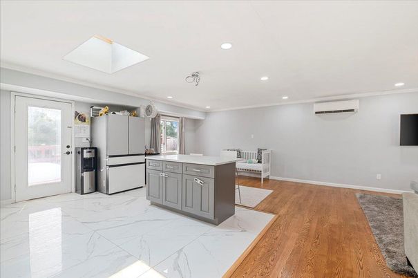 Dining room, Interior, Kitchen, Marble, Recessed Lighting, Wood Texture Flooring