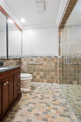 Bathroom, Glass Shower, Interior, Recessed Lighting