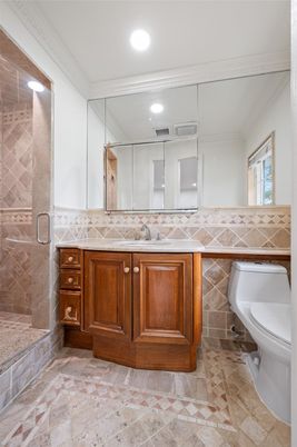 Bathroom, Glass Shower, Interior, Recessed Lighting