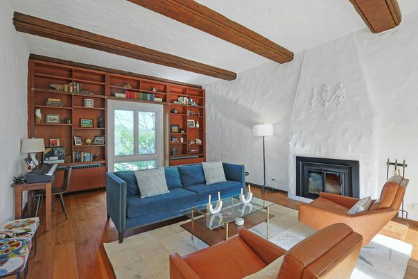 Fireplace, Interior, Living room, Wooden Beams, Wood Texture Flooring